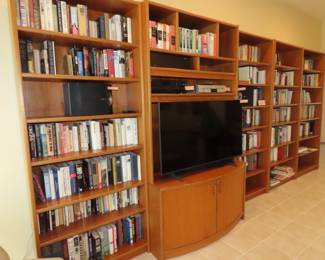 Teak bookcases and TV stand.