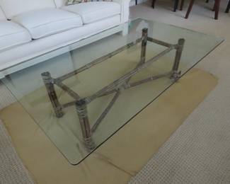 Glass and bamboo coffee table.