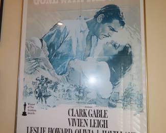 "Gone With The Wind " framed movie poster.