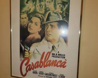 "Casablanca"  framed movie poster.