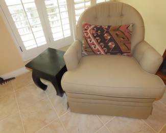 One of two armchairs.