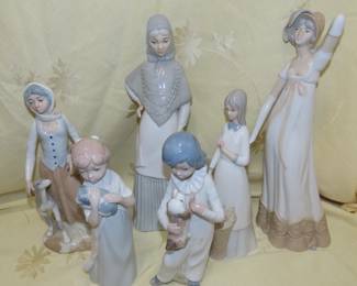 Selection of Lladro style figures by Casades of Spain.