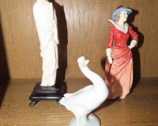 Royal Doulton figure, Lladro goose.