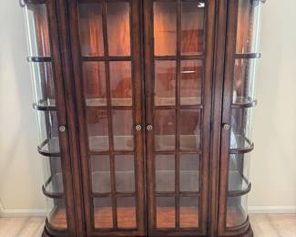 4 Door, 4 Tiered Lighted Display Cabinet ( 64"W x 16"D x 72"H)