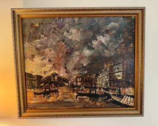Framed Original Oil on Canvas of Venice Italy Signed Gobler