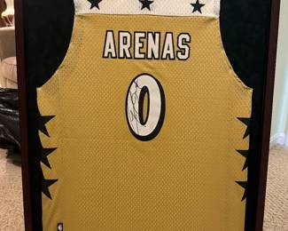Framed Adidas Vintage Washington Wizards / Gilbert Arenas #0 Autographed Jersey Size Unknown (Back)