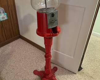 Vintage Carousel Gum Ball Machine with Cast Iron Stand