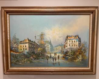 Framed Original Oil on Canvas Paris Street Scene Signed  Madison