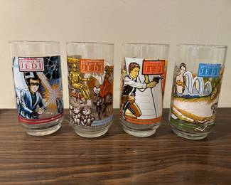 1983 Burger King & Coca-Cola Star Wars: Return of The Jedi Drinking Glasses (Complete Set of 4)