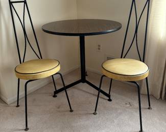 Steinway Dinettes, Inc / Queens NY - 3 pc. Mid-Century Modern Dinette Set Designed by Umanoff McCobb (Table - 30"D x 29"H, Chairs - 14"W x 19" Seat Height x 40" Back Height / 2 available) (Great Condition!)