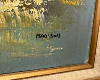 Framed Original Oil on Canvas Paris Street Scene Signed  Madison