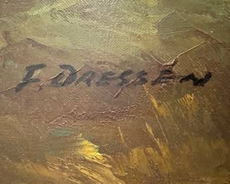 Framed Original Oil on Canvas Reproduction of Joan (Juan) Geralt Lerin's Flamenco Dancer Signed F. Dressen