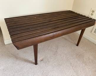 Vintage Mid-Century Modern Slat Bench / Coffee Table (30"W x 18"D x 14-1/2"H)