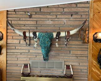 Turquoise Longhorn Cow Skull