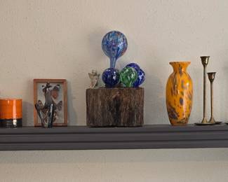Wall Shelf - Brass Candlesticks- Decor