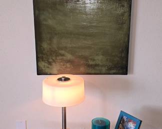 Painting with Half Moon Metal Table - Touch Lamp
