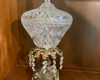 Brass and crystal candy dish. 