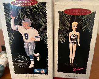 Vintage Troy Aikman and Barbie HALLMARK ornaments