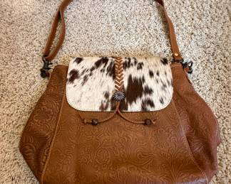 Cow & Floral Print Leather Myra Handbag