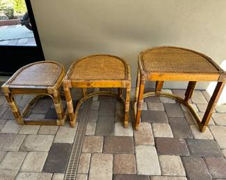 Vintage Nesting Rattan Tables, 22" w x 22" h x 20" d, $150