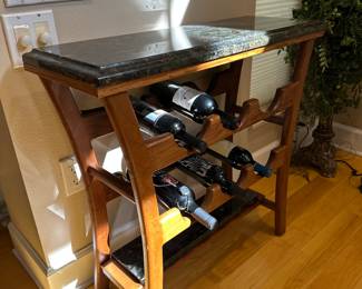 Elegant Wood & Granite Wine Bar - Bottle Storage & Display, 32" w x 31" h x 12" d, $275