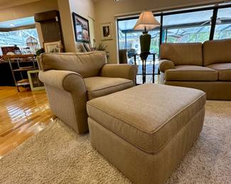 Havertys Upholstered Chair & Ottoman, 39" w x 32" h x 41" d, $295