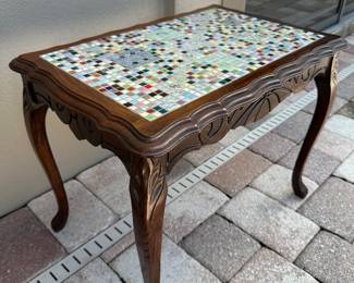 Vintage Mosaic Tile Top Side Table, 24" w x 19" h x 16"d, $195