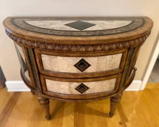 Marble-Top Demilune Foyer Chest Table, 43 1/2" w x 33" h x 19" d, $295