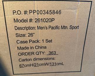 Men's Pacific Mtn Sport Model #261020P Size 26"