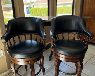 Frontgate Leather Swivel Barstools, 23" w x 40" h x 21 1/2" d, $395 for Pair