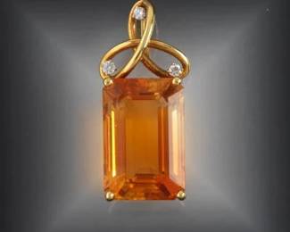 Tiffany Co Citrine and Diamond Pendant 