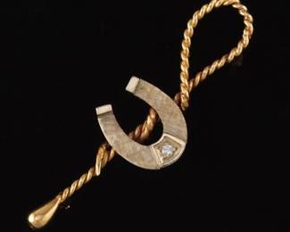 Ladies Gold and Diamond Equestrian Brooch 