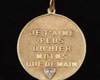 Vintage Gold and Diamond 14k Gold Romantic Medallion 