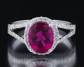 Ladies Gold, Pink Tourmaline and Diamond Ring 