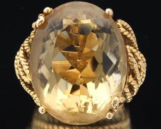 Vintage Gold and Citrine Cocktail Ring 