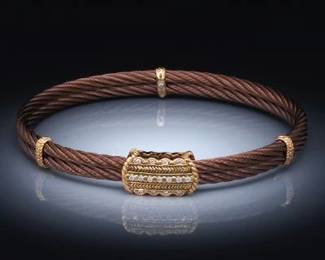 CHARRIOL 18K Gold, Bronzed Steel and Diamond Bracelet 