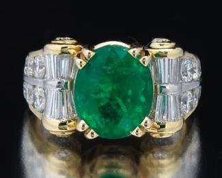 J.B. Star Gold, Emerald and Diamond Ring 