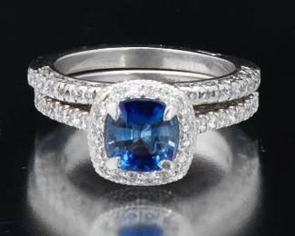 Ladies Ceylon Sapphire and Diamond Ring, GIA Report 