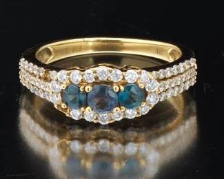 Ladies Gold, Diamond and Mystery Topaz Ring 