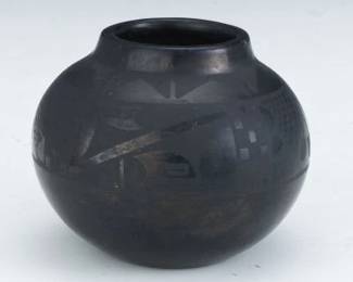 Maria and Julian Martinez Black Pottery Jar
