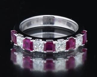 Ladies Gold, Ruby and Diamond Band 