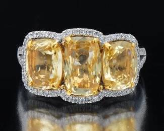 Extremely Rare Unheated Sapphire and Diamond Ring, GIA Report 