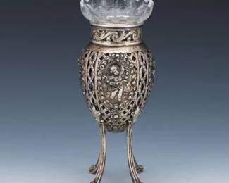 Sterling Silver and Glass Vase 