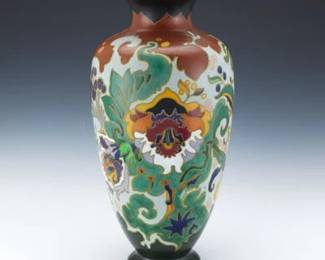 Monumental Art Nouveau Style Gouda Holland Vase