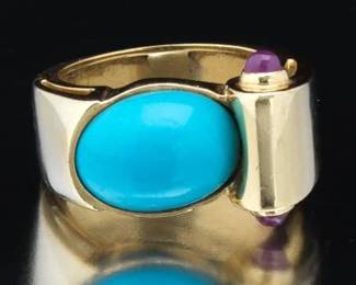 Ladies Turquoise and Ruby Ring 
