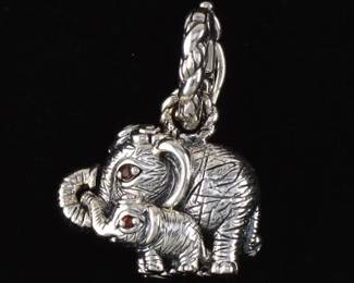Jai Sterling Silver Elephant and Baby Pendant 