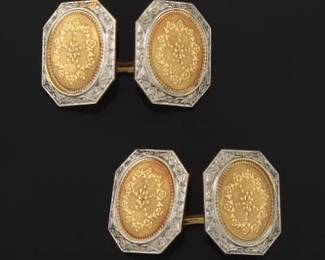 Art Deco Platinum and Diamond Cufflinks 