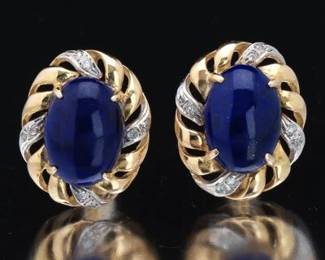 A Pair of Lapis and Diamond Cufflinks 