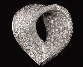 Ladies 1.00 Carat Pave Diamond Heart Pendant 