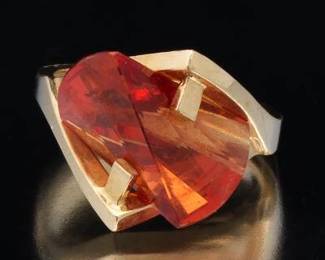 STRELL Gold and Orange Gemstone Ring 